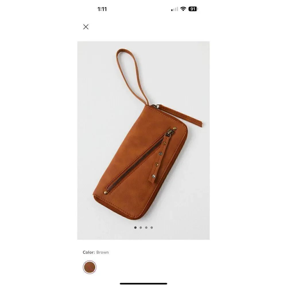 Free people distressed vegan leather wallet brown new
